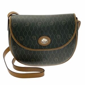 Christian Dior Honeycomb Brown Shoulder Bag Leather